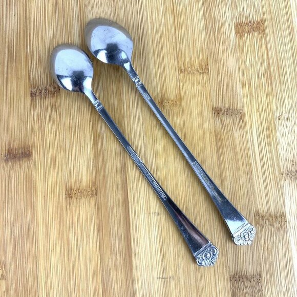 Ekco Eterna Classic Crest Stainless Steel Iced Tea Spoons Set Of 2 - Picture 2 of 4